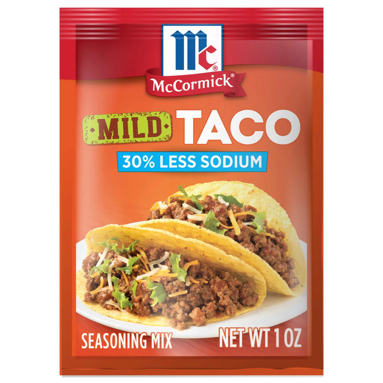 McCormick 30% Less Sodium Mild Taco Seasoning Mix, 1 oz (6-Pack)