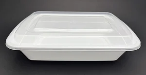 38oz Microwavable White Rectangular Containers w/ Lids - 150 sets - Foodservice and Restaurant Packaging - Take-out Containers - Canadian Distribution