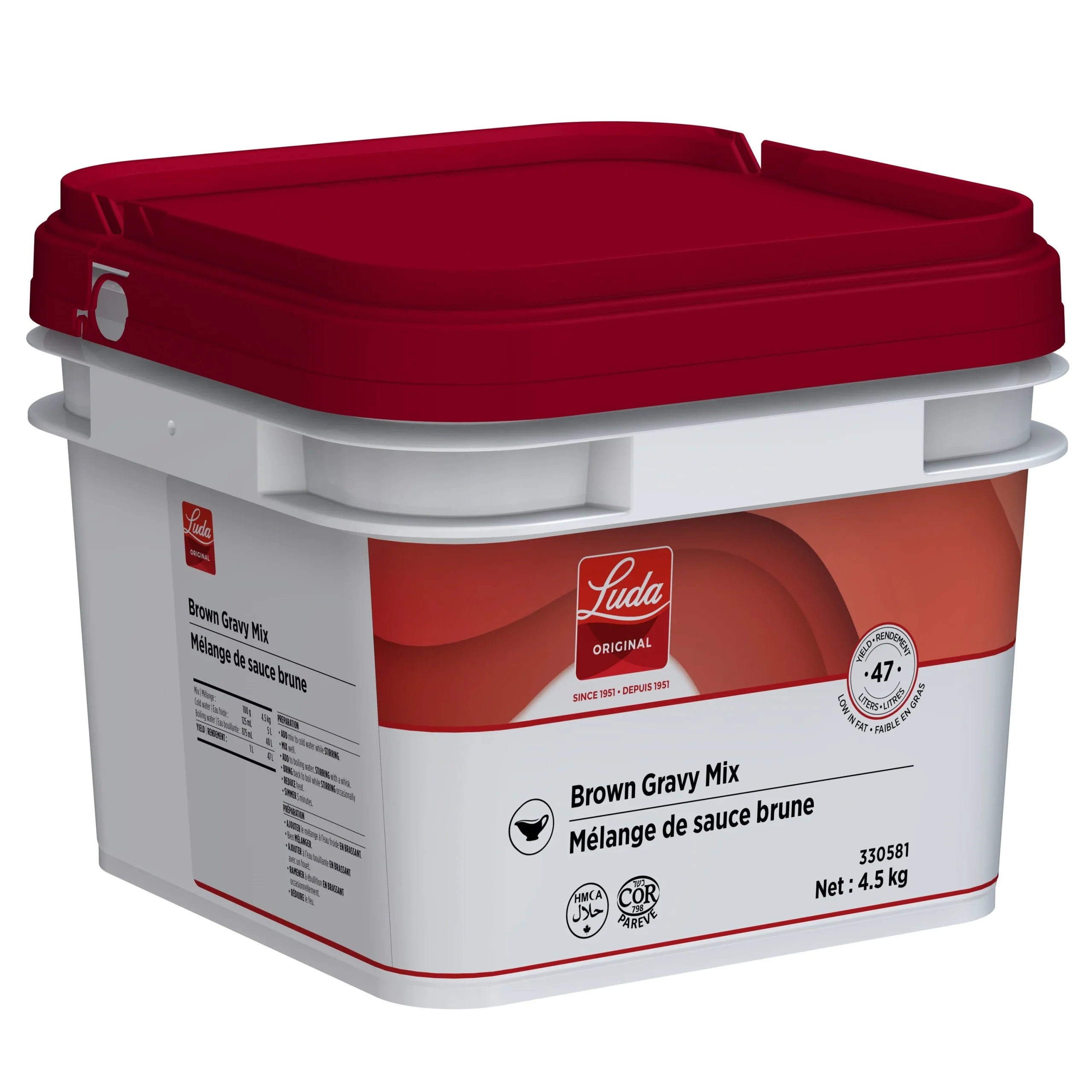 Brown Gravy Mix - 1 X 4.5 kg Tub - Luda Foods - Prepared in Canada