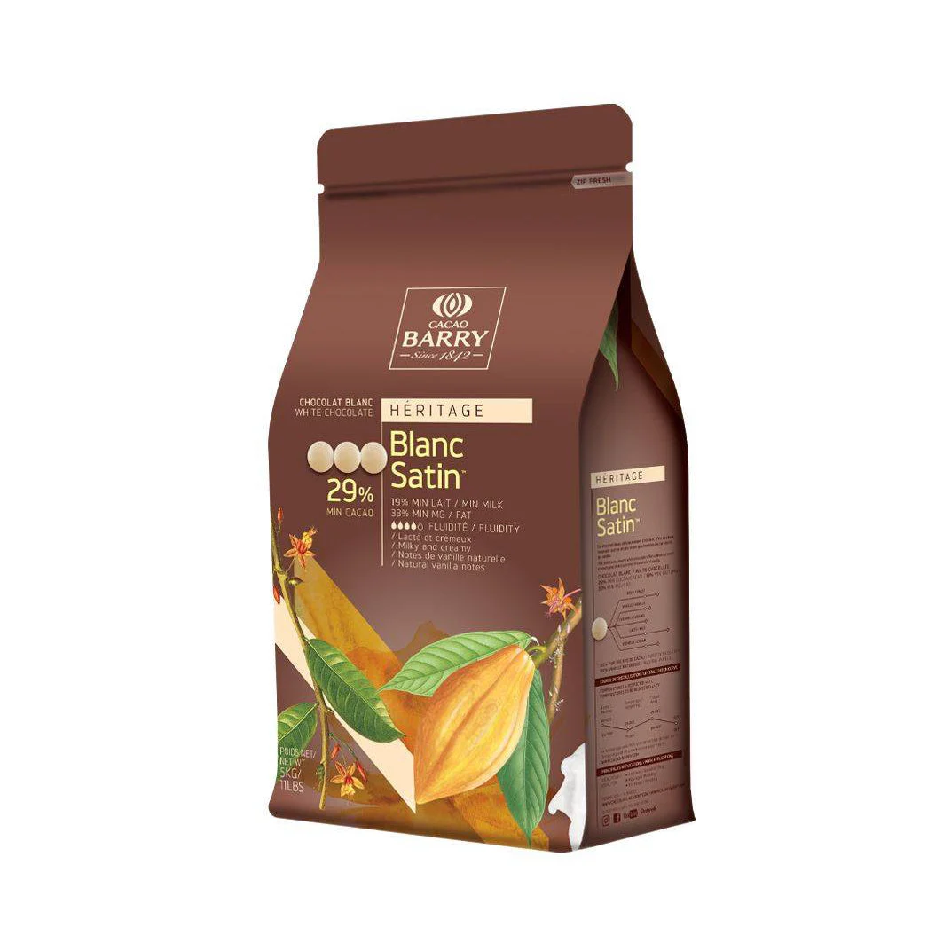 CACAO BARRY Blanc Satin 29% – White Chocolate Couverture (5kg) - Canadian Distribution