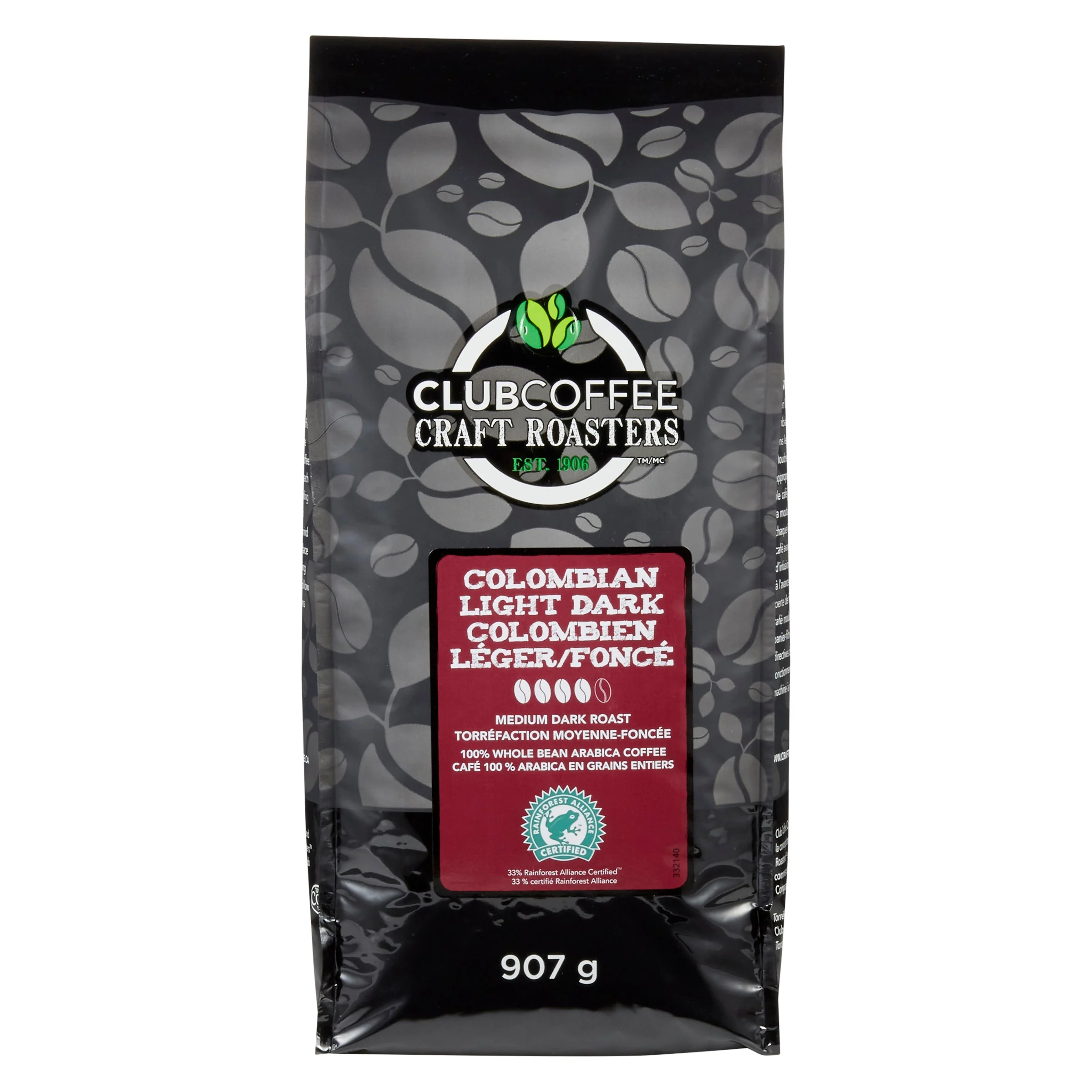 Club Coffee Craft Roasters | 100% Colombian | Light Dark Whole Bean Coffee | Case of 8 x 2 Pound Bags