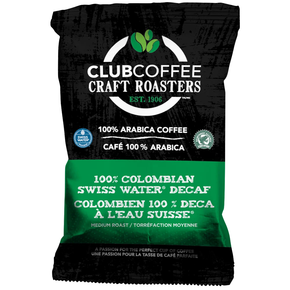 Club Coffee Craft Roasters | 100% Colombian Swiss Water Decaf | Fractional Packaging - Case of 42 x 2.5 oz Packets