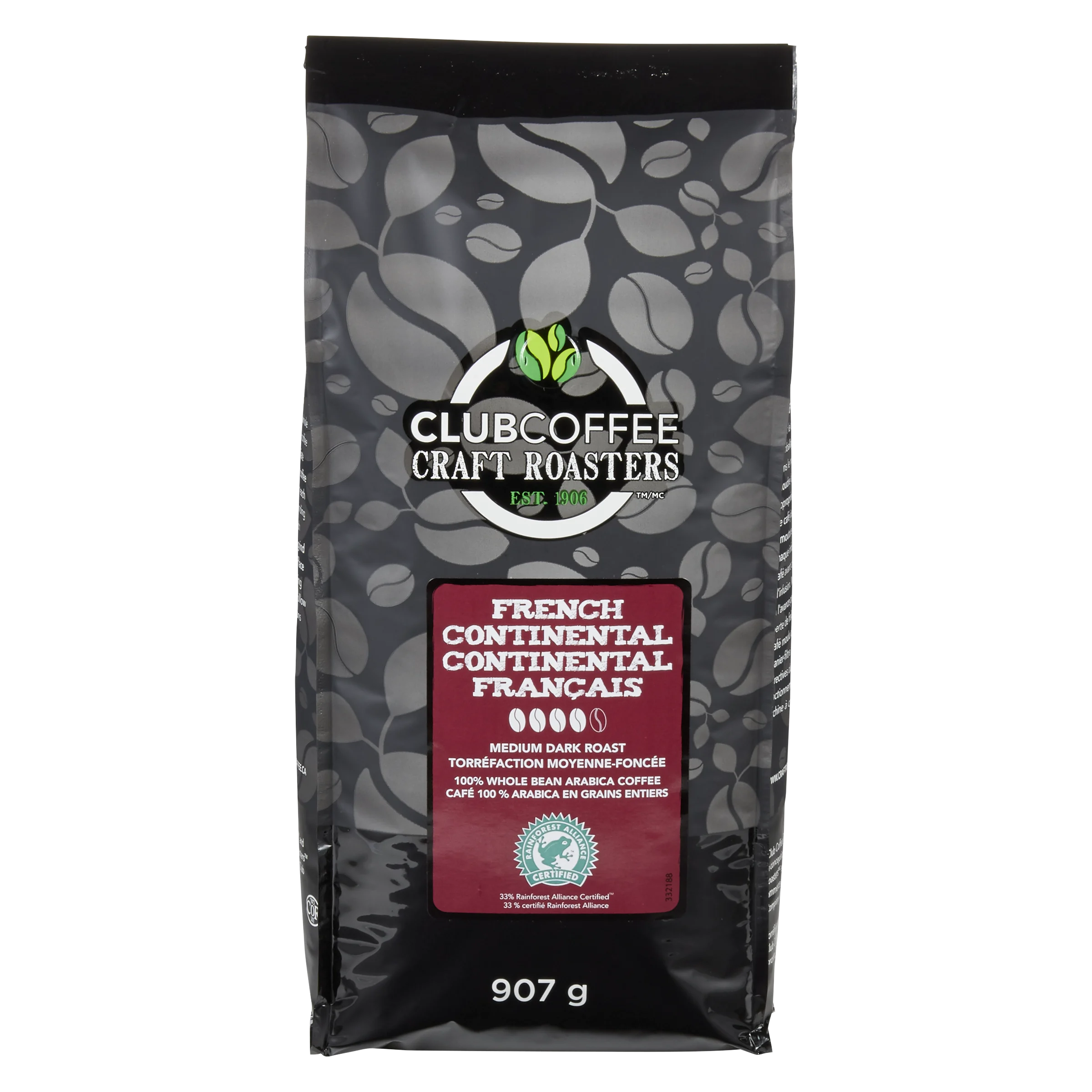 Club Coffee Craft Roasters | French Continental - Whole Bean Bag - Case of 8 x 2 LB Bags