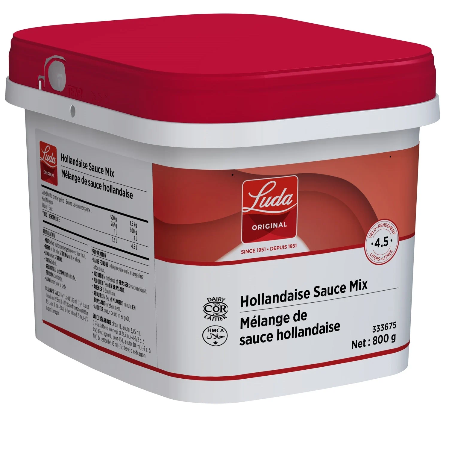 Hollandaise Sauce Mix - 1 X 800 g Tub - Luda Foods - Prepared in Canada