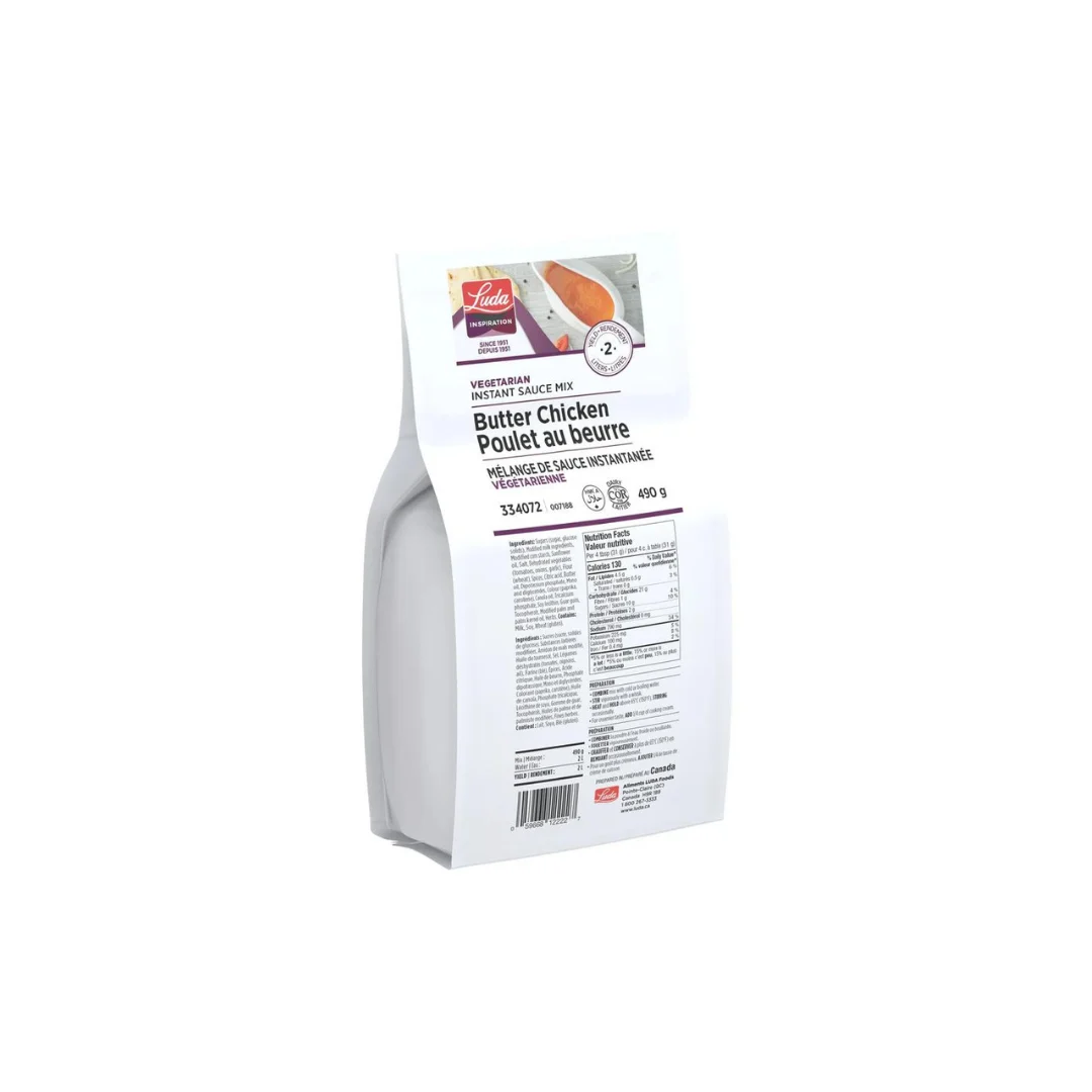 Instant Butter Chicken Sauce Mix - 4 X 490 g Pouch - Luda Foods - Prepared in Canada