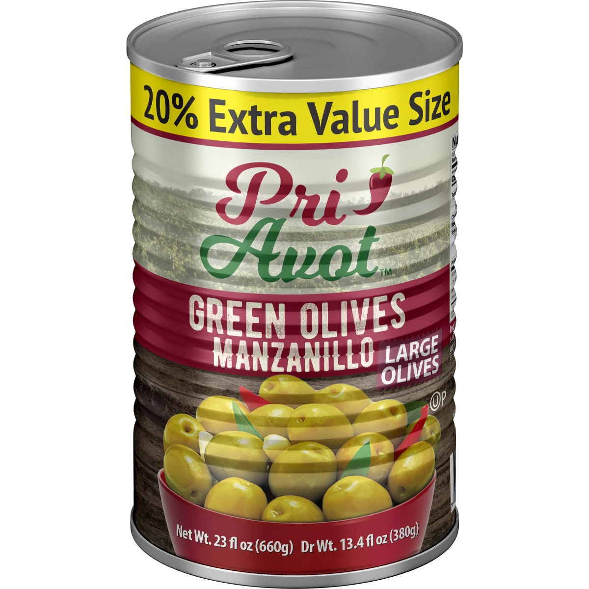 Olives | Green Manzanillo 17-20 | 23 oz | Pri-Avot