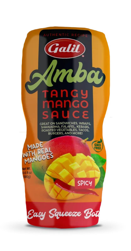 Spicy Tangy Mango Sauce | Squeeze Bottle | 10.6 oz | Galil Amba