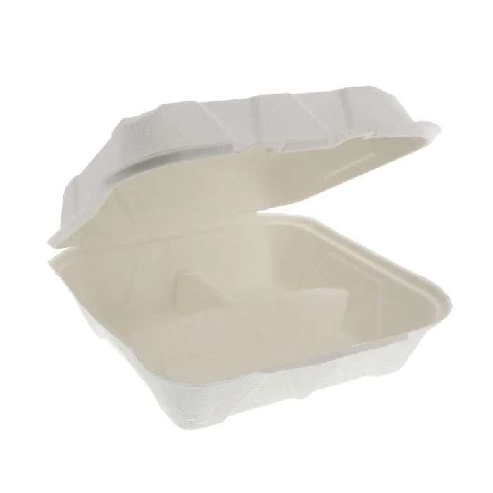 TenClouds - 9X9 Bagasse Clamshell Container - 3 Comp.